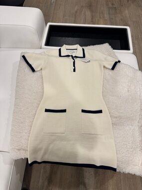 SOLD Sporty & Rich Off-White & Navy Hilary Minidress NWT
